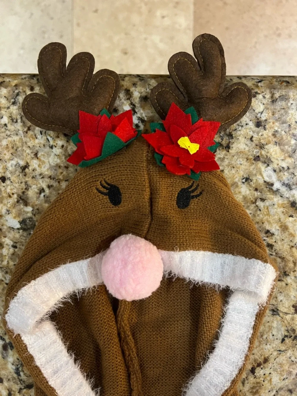 New - Margaux & Lexi Girls Reindeer Christmas Hooded Poncho Sweater | Size 5